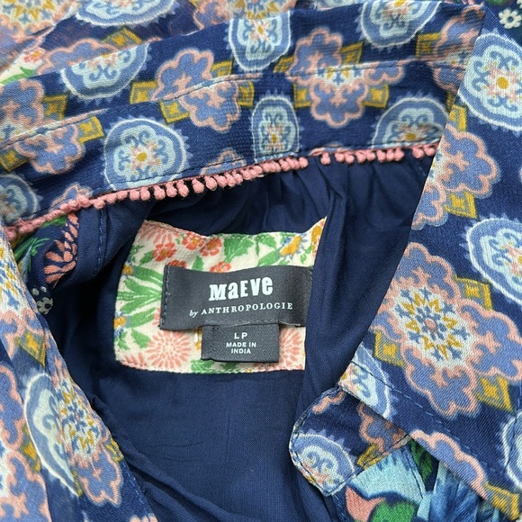 Anthropologie Maeve Ondine Bohemian Floral Long Sleeve tea length Maxi Dress LP - Picture 3 of 5